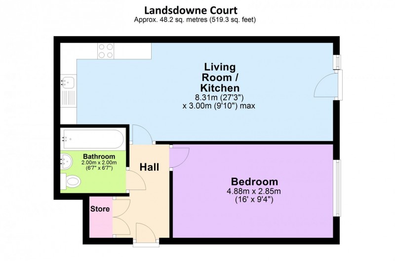 Floorplan for Landsdowne Court, 161 Fairbridge Road, London