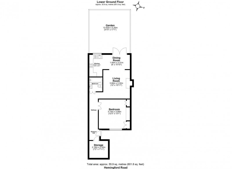 Floorplan for Hemingford Road, N1 1BZ